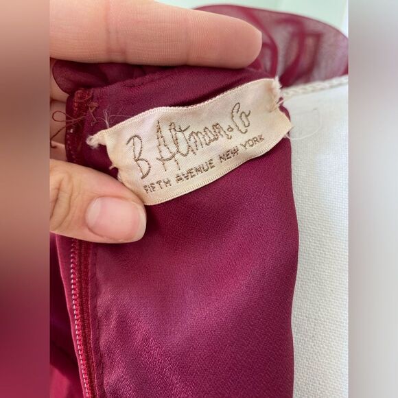 B. Altman 60s/70s Burgundy Hostess Maxi Dress - Picture 4 of 13